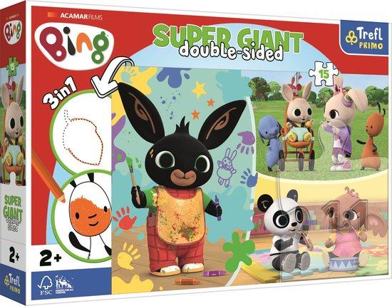TREFL Oboustranné puzzle Bing a jeho šťastný den SUPER GIANT 15 dílků - 42005