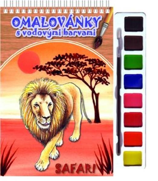 Levně Omalovánky s vodovými barvami a štětcem Safari