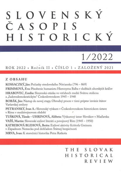 Slovenský časopis historický 1/2022 - 9788082021847