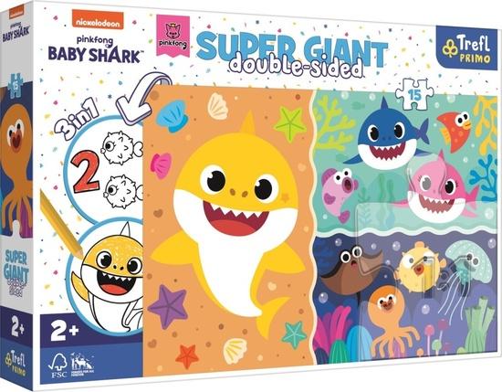 Levně TREFL Oboustranné Baby Shark SUPER GIANT 15 dílků