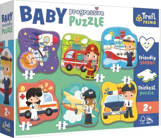 TREFL Baby puzzle Povolání a vozidla 6v1 (2-6 dílků) - 44001