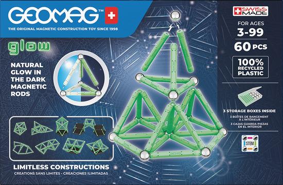 Levně Svítící recyklované magnetické kostky 60 kusů GEOMAG GEO-338