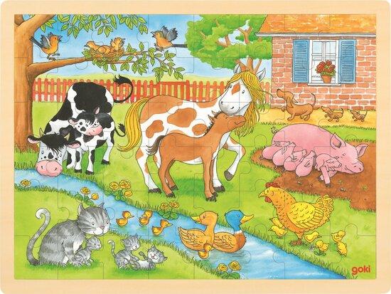 GOKI Dřevěné puzzle Život na farmě 48 dílků - 57745