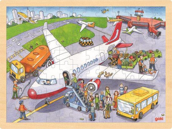 GOKI Dřevěné puzzle Na letišti 96 dílků - 57544
