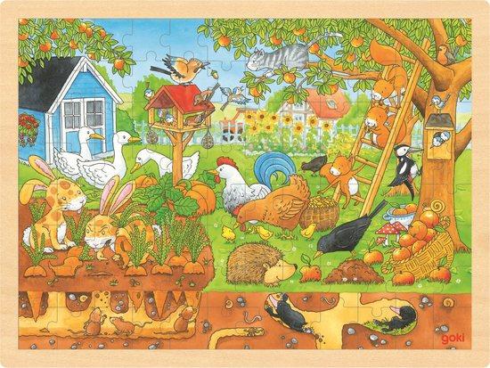 GOKI Dřevěné puzzle Zákoutí naší zahrady 96 dílků - 57743
