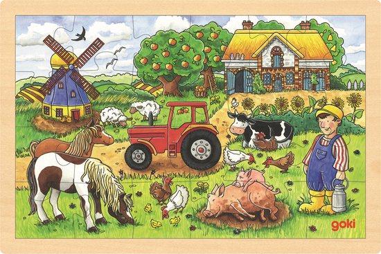 GOKI Dřevěné puzzle Farma pana Millera 24 dílků - 57891