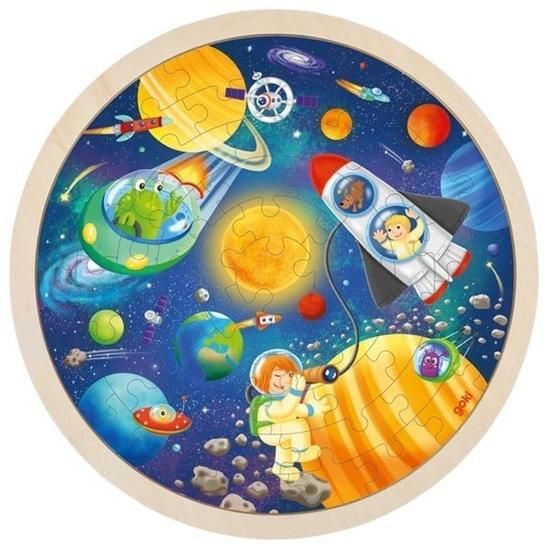 GOKI Kulaté dřevěné puzzle Vesmír 57 dílků - 57365