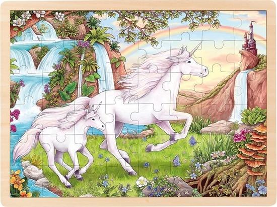 GOKI Dřevěné puzzle Jednorožec 48 dílků - 57366