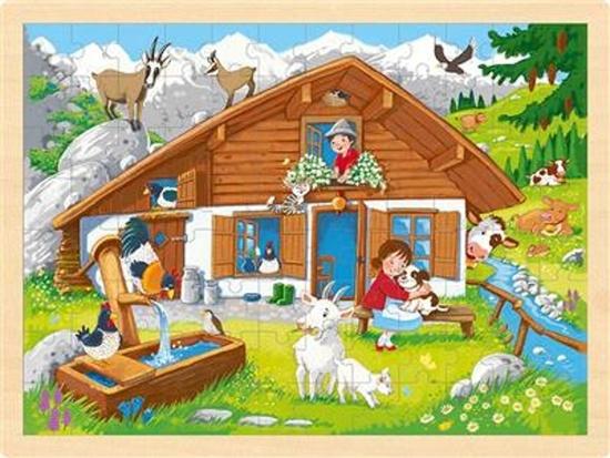 GOKI Dřevěné puzzle V Alpách 96 dílků - 57381