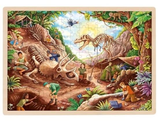 GOKI Dřevěné puzzle Dinosauří vykopávky 192 dílků - 57395