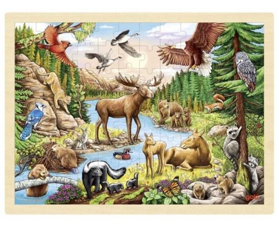 GOKI Dřevěné puzzle Divoká příroda Severní Ameriky 96 dílků - 57409