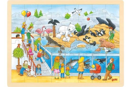 GOKI Dřevěné puzzle Návštěva Zoo 48 dílků - 57744