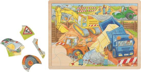 GOKI Dřevěné puzzle Na stavbě 56 dílků - 57693