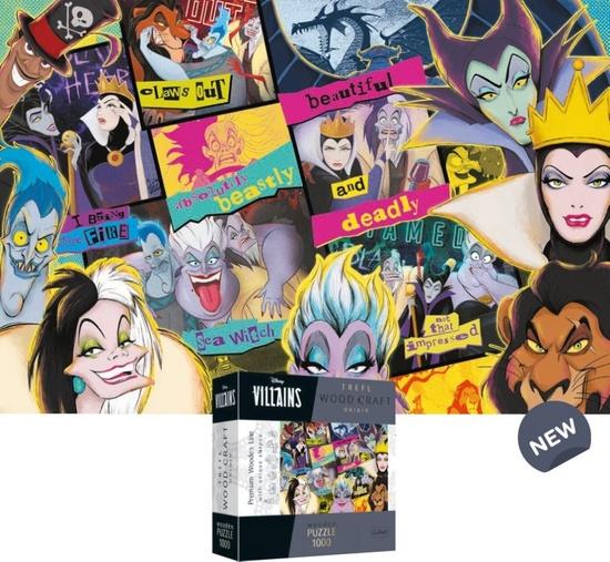 Levně TREFL Wood Craft Origin puzzle Disney: Setkání záporáků 1000 dílků