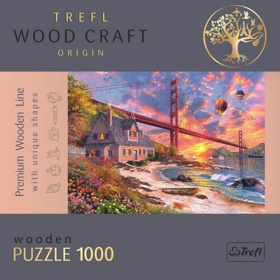 TREFL Wood Craft Origin puzzle Západ slunce nad Golden Gate 1000 dílků - 20164