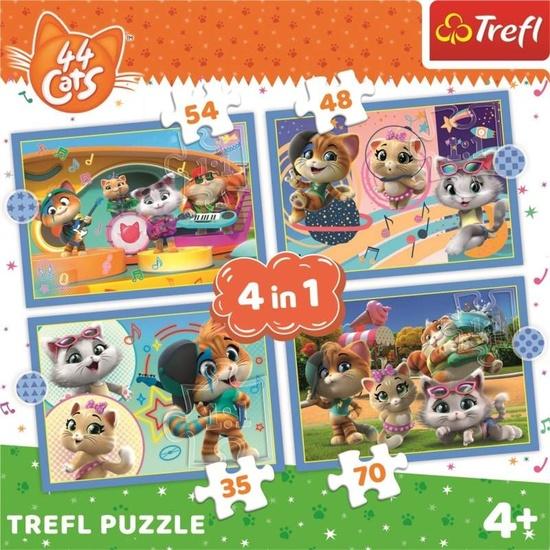 TREFL Puzzle 44 koček: Kočičí tým 4v1 (35,48,54,70 dílků) - 34612