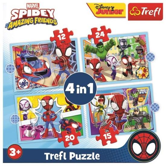 TREFL Puzzle Spidey a jeho úžasní přátelé 4v1 (12,15,20,24 dílků) - 34611