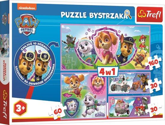 TREFL Puzzle s hledáním rozdílů Tlapková patrola 4v1 (30,30,60,160 dílků) - 91737