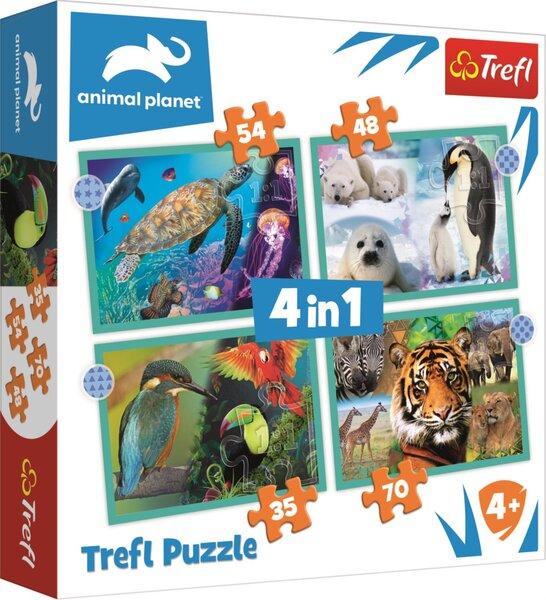 TREFL Puzzle Animal Planet: Záhadný svět zvířat 4v1 (35,48,54,70 dílků) - 34382