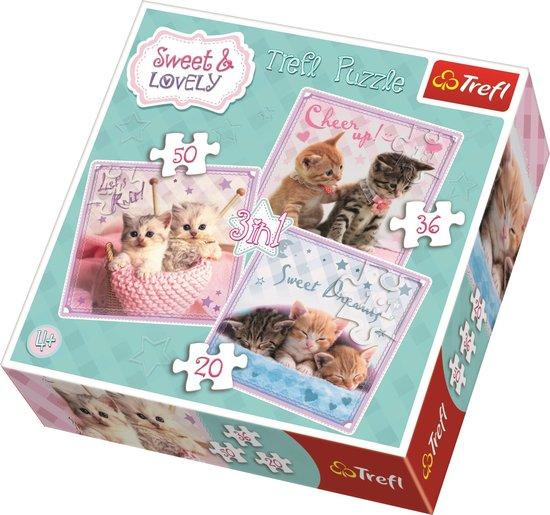 TREFL 34809 Puzzle Sladká koťátka 3v1 (20,36,50 dílků) - 34809
