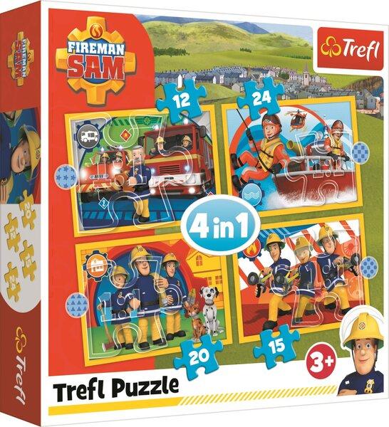 TREFL Puzzle Požárník Sam: Rádi pomůžeme 4v1 (12,15,20,24 dílků) - 34373