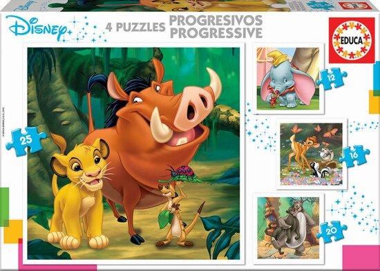 EDUCA Puzzle Disney pohádky 4v1 (12,16,20,25 dílků) - 18104