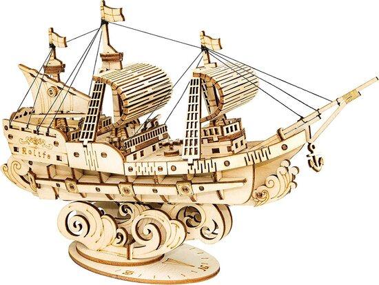 Robotime dřevěné 3D puzzle Vojenská plachetnice TG305 118 ks - TG305