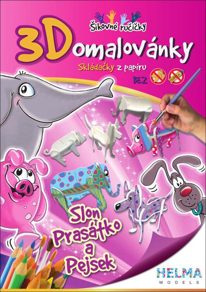 Levně 3D omalovánky Slon, prasátko a pejsek
