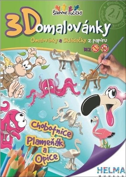 Levně 3D omalovánky Chobotnice, plameňák a opice