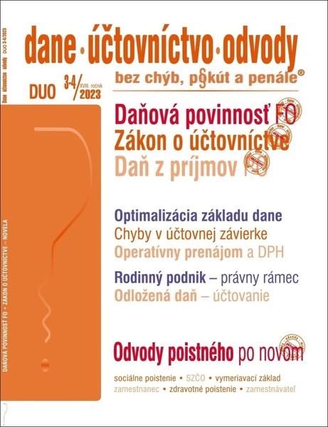 DUO 3-4/2023  – Dane, účtovníctvo, odvody bez chýb, pokút a penále