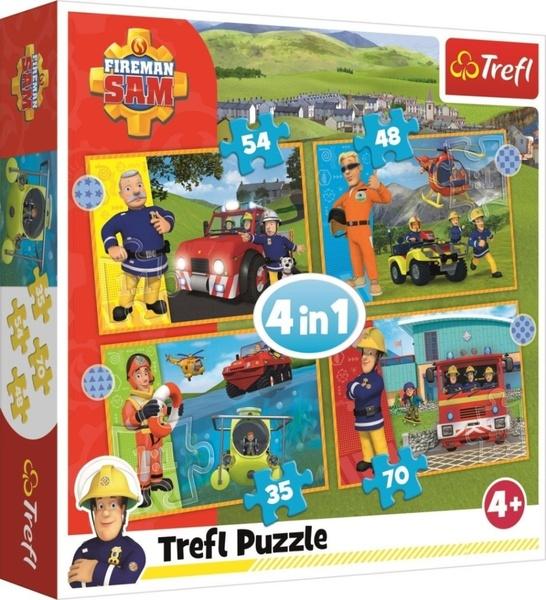 TREFL Puzzle Statečný požárník Sam 4v1 (35,48,54,70 dílků) - 34387