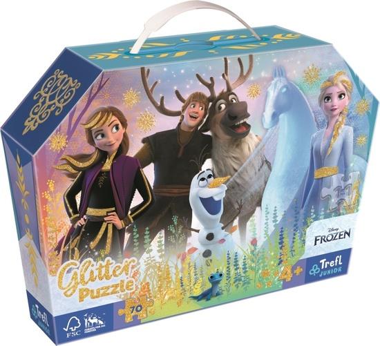TREFL Třpytivé Glitter puzzle v kufříku Disney Frozen: Kouzelné přátelství 70 dílků - 53018