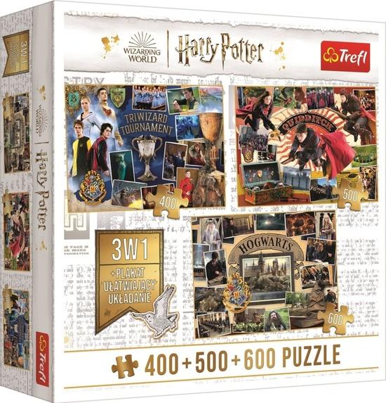 Levně TREFL Puzzle Harry Potter: Turnaj tří kouzelníků, Famfrpál a Bradavice 400 + 500 + 600 dílků