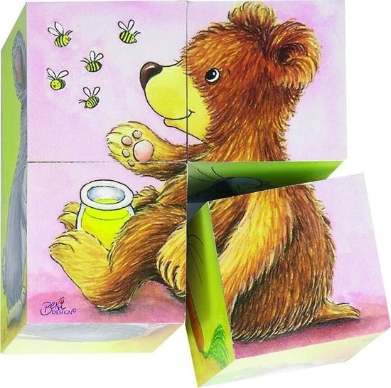 GOKI Dřevěné kostky Mláďátka, 4 kostky - 57056