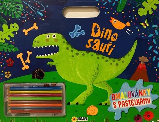 Levně Dinosauři omalovánky s pastelkami