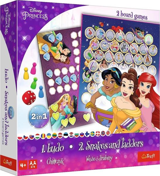 TREFL Hry Disney princezny, 2v1: Člověče, nezlob se a Hadi a žebříky - 02418