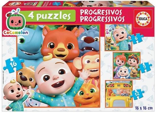 EDUCA Puzzle CoComelon 4v1 (6,9,12,16 dílků) - 19138