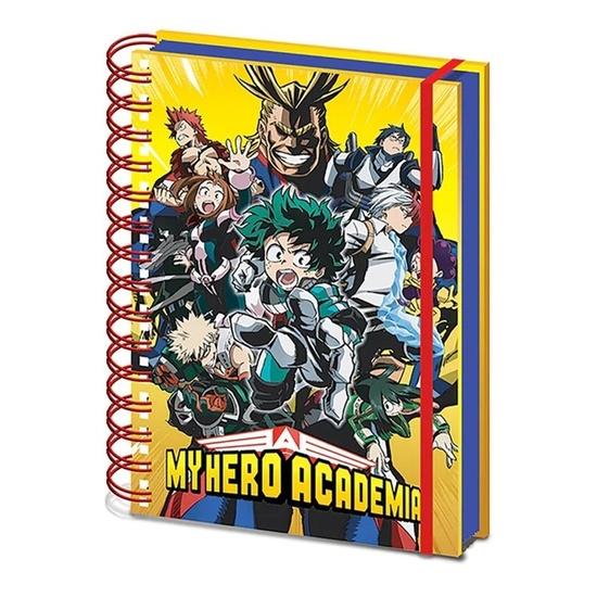 Levně CurePink Blok zápisník A5 My Hero Acadamei Radial Character Burst 15 x 16 cm SR73156