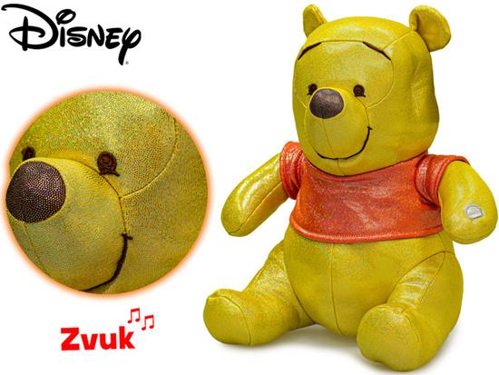 Levně Mikro trading Medvídek Pú třpytivý sedící se zvukem 29 cm