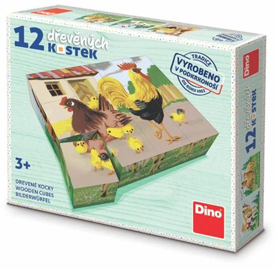 DOMÁCÍ ZVÍŘÁTKA RETRO 12 Dřevěné kostky - 641419