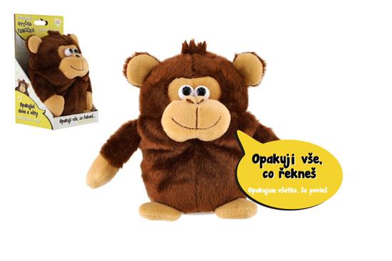 Levně Teddies Opička Tonička opakující věty plyš 18cm na baterie se zvukem