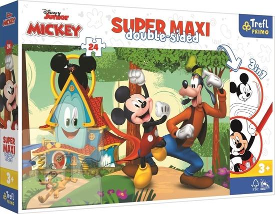 Levně TREFL Oboustranné puzzle Mickeyho klubík SUPER MAXI 24 dílků