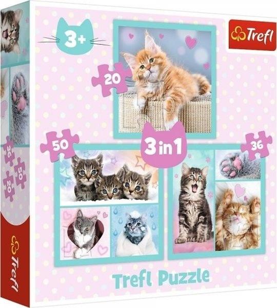 Levně TREFL 34862 Puzzle Sladká koťátka 3v1 (20,36,50 dílků)
