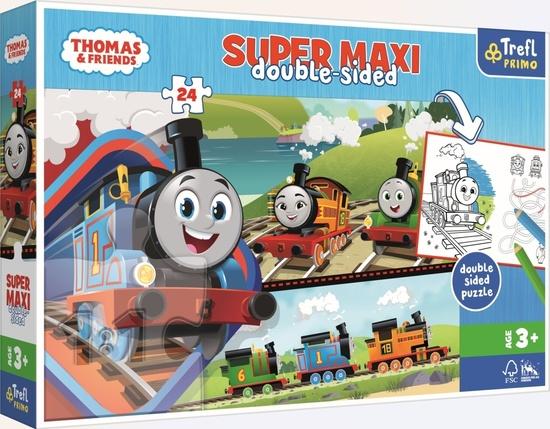 Levně TREFL Oboustranné puzzle Mašinka Tomáš s přáteli SUPER MAXI 24 dílků