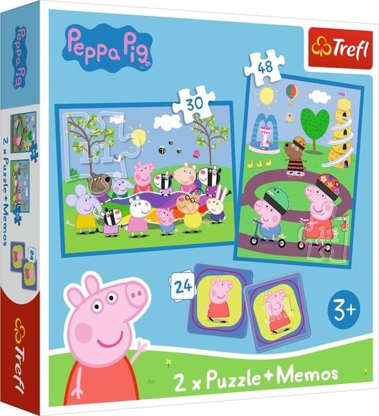 Levně TREFL Sada 3v1 Šťastné chvíle s prasátkem Pepinou (2x puzzle + pexeso)