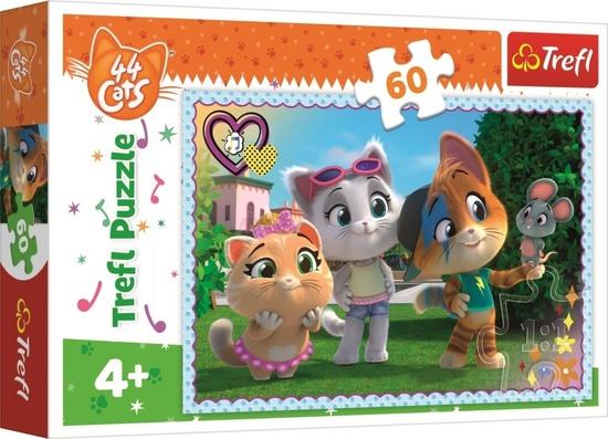 Levně TREFL Puzzle 44 koček: Hra s kamarády 60 dílků