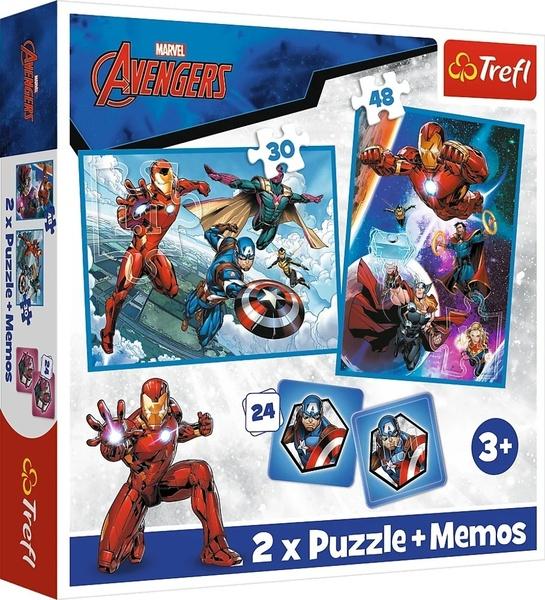 TREFL Sada 3v1 Avengers: Hrdinové v akci (2x puzzle + pexeso) - 93333
