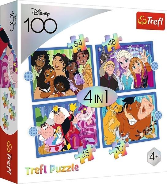 Levně TREFL Puzzle Disney 100 let: Disneyho veselý svět 4v1 (35,48,54,70 dílků)