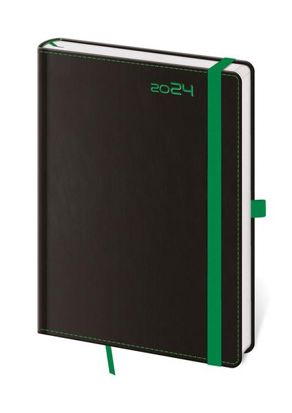 Týdenní diář A5 Black Green s poutkem