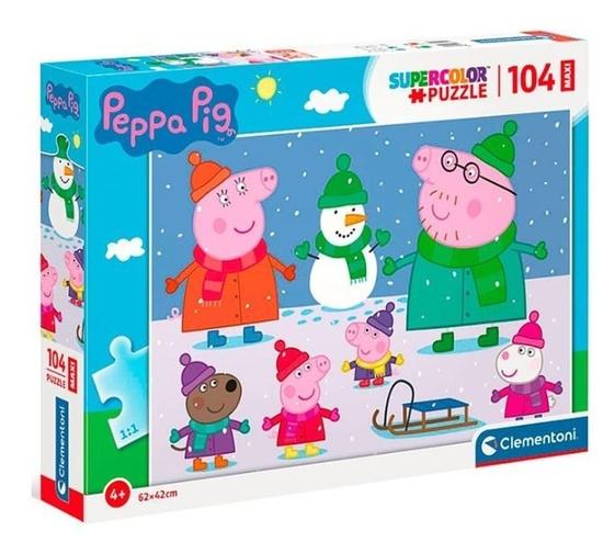 Levně CLEMENTONI Puzzle Prasátko Peppa: Zima MAXI 104 dílků